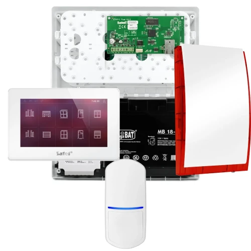 SATEL INTEGRA 32 Alarm Set, 1x Detector, Siren, White Keypad INT-TSH2-W