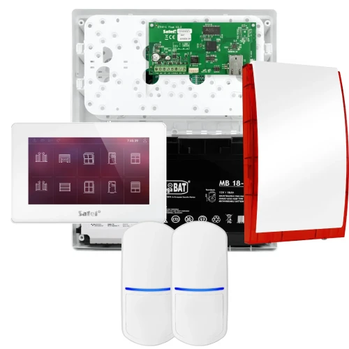 SATEL INTEGRA 32 Alarm Set, 2x Detector, Siren, White Keypad INT-TSH2-W