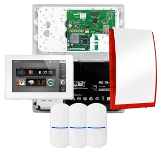 SATEL INTEGRA 32 Alarm Set, 3x PET Detector, Siren, White INT-TSI-W Keypad, LTE Communication
