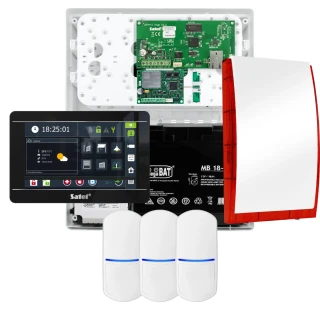 SATEL INTEGRA 32 Alarm Set, 3x Detector, Siren, Black INT-TSI-B Keypad, LTE Communication