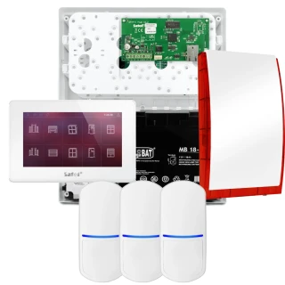 SATEL INTEGRA 32 alarm set, 3x detector, siren, white INT-TSH2-W keypad