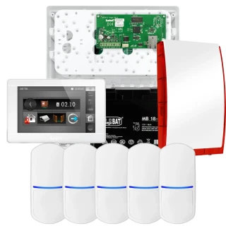 SATEL INTEGRA 32 Alarm Kit, 5x Detector, Siren, White INT-TSI-W Keypad