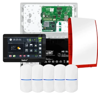 SATEL INTEGRA 32 Alarm Set, 5x Detector, Siren, Black INT-TSI-B Keypad, LTE Communication