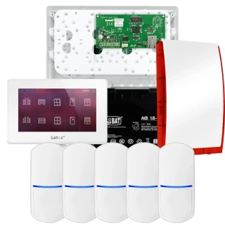 SATEL INTEGRA 32 Alarm Set, 5x Detector, Siren, White Keypad INT-TSH2-W