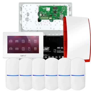 SATEL INTEGRA 32 Alarm Kit, 6x Detector, Siren, White Keypad INT-TSH2-W