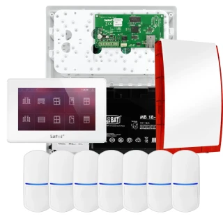 SATEL INTEGRA 32 Alarm Kit, 7x PET Detector, Siren, White INT-TSH2-W Keypad