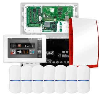 SATEL INTEGRA 32 Alarm Kit, 7x Detector, Siren, White INT-TSI-W Keypad, LTE Communication