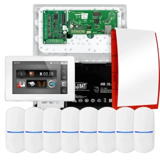 SATEL INTEGRA 32 Alarm Kit, 8x Detector, Siren, White INT-TSI-W Keypad