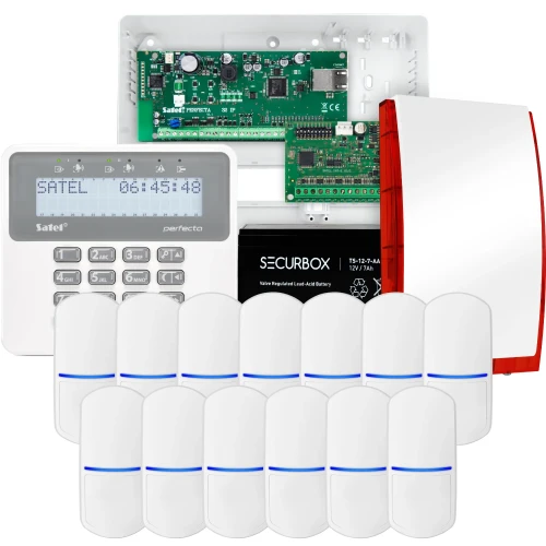 SATEL PERFECTA 32 IP Alarm Set, 13x PET Detector, Siren, Keypad