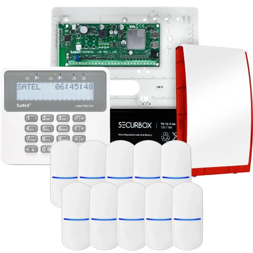 SATEL PERFECTA 32-WRL LTE alarm set, 10x detector, siren, keypad