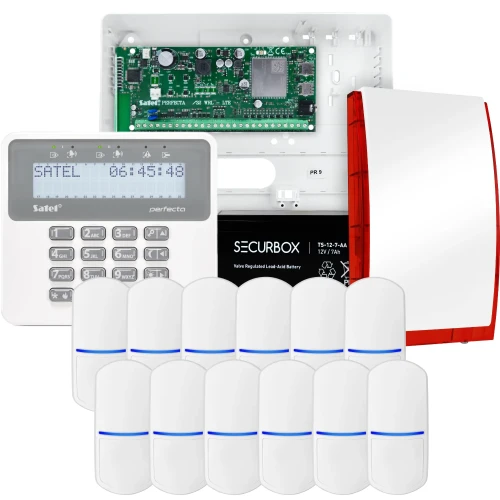 SATEL PERFECTA 32-WRL LTE alarm set, 12x detector, siren, keypad