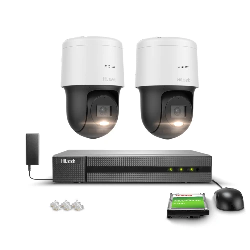 Surveillance Kit 2x PTZ-N2MP Rotating Camera, Full HD, PoE, H.265+ Hilook Hikvision