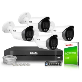 4x BCS-L-TIP15FCR3L3-AI, 1x BCS-L-SNVR0401 BCS Surveillance Kit