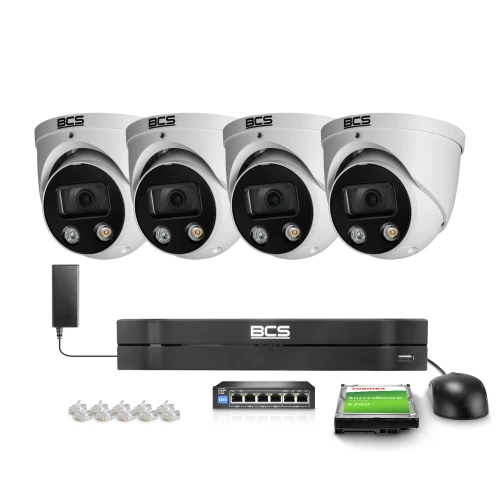 4x BCS-L-EIP55FCR3L3-AI1(2), 5MPx, 2.8 mm, 0.003Lux BCS Surveillance Kit