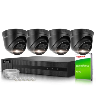 Surveillance Kit 4x IPCAM-T4-30DL Black 4MPx Dual-Light 30m HiLook by Hikvision