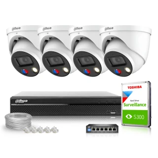 Surveillance Kit 4x IPC-HDW3549H-AS-PV-0280B-S4 5MPx, 0.003 Lux, IR30m, WDR, DAHUA