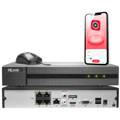 Surveillance Kit 4x IPCAM-B5 5MPx IR 30m, 1x NVR-4CH-5MP/4P HiLook by Hikvision