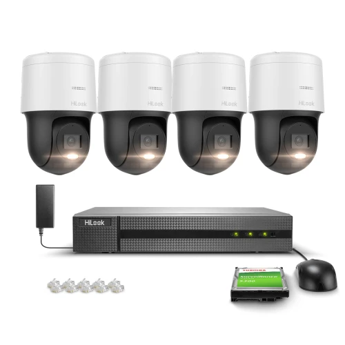 4x PTZ-N2MP Rotating Camera Monitoring Kit, Full HD, PoE, H.265+ Hilook Hikvision