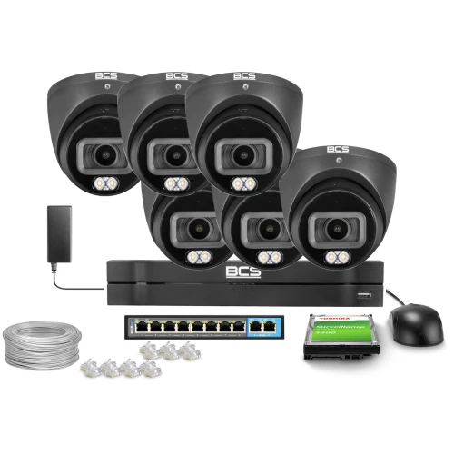 Monitoring kit 6x BCS-L-EIP14FCL3-Ai1-G, 4MP, IR 30m, NightColor, WDR 120dB