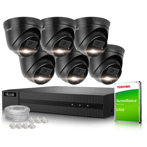 Surveillance Kit 6x IPCAM-T4-30DL Black 4MPx Dual-Light 30m HiLook by Hikvision