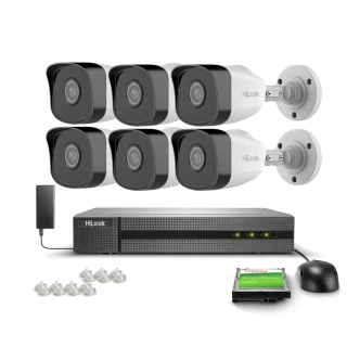 6x IPCAM-B2 Full HD, PoE, IR 30m, H.265+, IP67 Hilook Hikvision Monitoring Kit