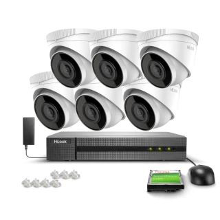 Surveillance Kit 6x IPCAM-T2, Full HD, IR 30m, PoE, H.265+ Hilook Hikvision