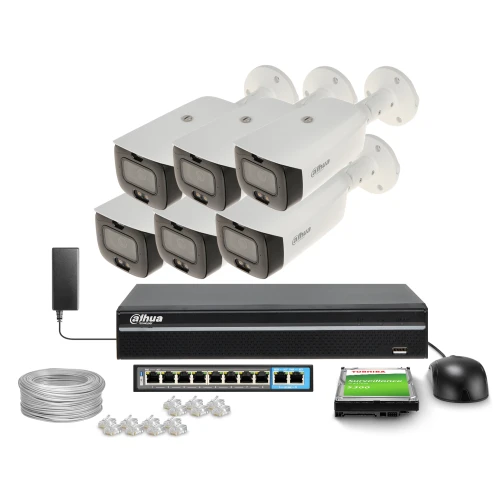 IP DAHUA WizSense TiOC Monitoring Kit 6x IPC-HFW3849T1-AS-PV-0280B-S3 Camera, NVR2108-S3 Recorder