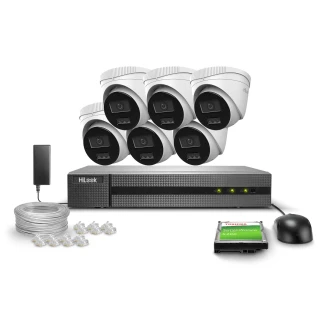 Surveillance Kit 6x IPCAM-T4-30DL 4MPx Dual-Light 30m HiLook by Hikvision
