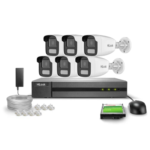 6x IPCAM-B2-50DL FullHD Dual-Light 50m HiLook by Hikvision Monitoring Kit