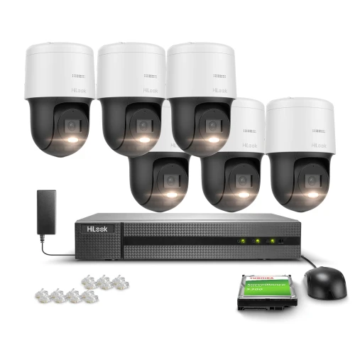 6x PTZ-N4MP Rotating Camera Monitoring Kit, 4Mpx, PoE, H.265+ Hilook Hikvision