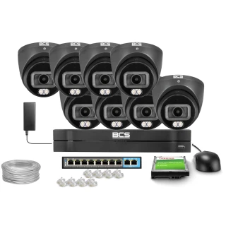 Monitoring kit 8x BCS-L-EIP14FCL3-Ai1-G, 4MP, IR 30m, NightColor, WDR 120dB