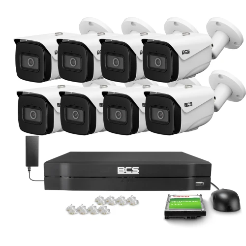 Surveillance Kit 8x BCS-L-TIP25FSR5-AI1, WDR 120dB, 0.0005Lux, 5MPx, IR 50m, AI-SMD 4.0 BCS