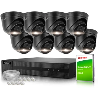 Surveillance Kit 8x IPCAM-T4-30DL Black 4MPx Dual-Light 30m HiLook by Hikvision