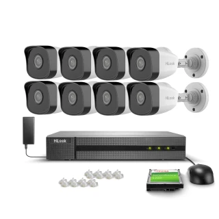 8x IPCAM-B2 Full HD, PoE, IR 30m, H.265+, IP67 Hilook Hikvision Monitoring Kit