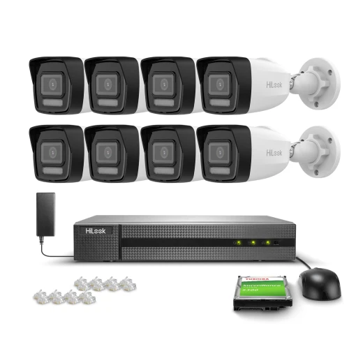 8x IPCAM-B2-30DL Full HD, PoE, Hybrid Light 20/30m MD 2.0 Hilook Hikvision Surveillance Kit