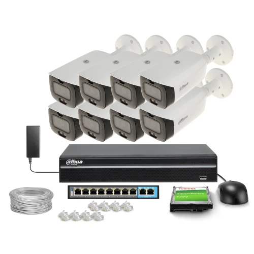 IP surveillance set DAHUA WizSense TiOC 8x camera IPC-HFW3849T1-AS-PV-0280B-S3, NVR2108-S3 recorder