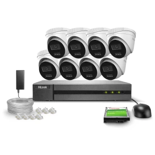 Surveillance Kit 8x IPCAM-T4-30DL 4MPx Dual-Light 30m HiLook by Hikvision