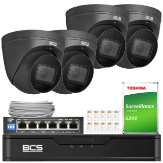 BCS Point Monitoring Set 4x BCS-P-EIP58VSR4-Ai2-G 8MP, SkyLight, IR 40m, Microphone