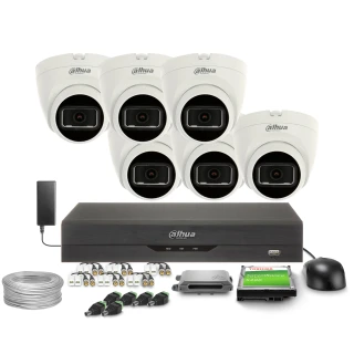4-in-1 Monitoring Kit 6x HAC-HDW1200TRQ-0280B-S6 2Mpx, IR25m, DWDR, Dahua