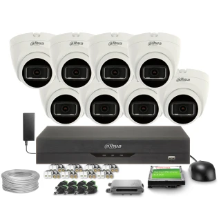 4-in-1 Monitoring Kit 8x HAC-HDW1200TRQ-0280B-S6 2Mpx, IR25m, DWDR, Dahua