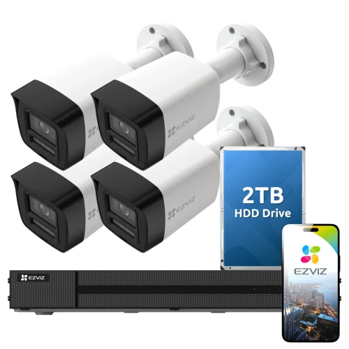 EZVIZ Monitoring Kit 4x PoE Camera 8MP, Recorder, 2TB Drive