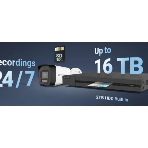 EZVIZ Monitoring Kit 4x PoE Camera 8MP, Recorder, 2TB Drive