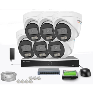 Zestaw do monitoringu Hikvision 6x DS-2CD1347G3H-LIUF, 2.8mm, 4Mpx, IR+LED 30m, WDR 120dB