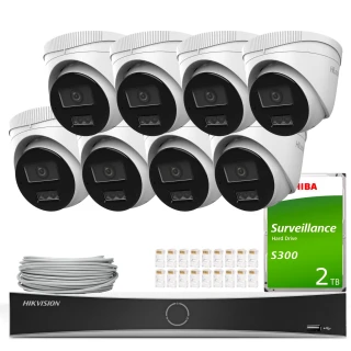 HiLook Hikvision Monitoring Kit 8x IPCAM-T8-30DL 4K Smart Hybrid Light 30m, Detection