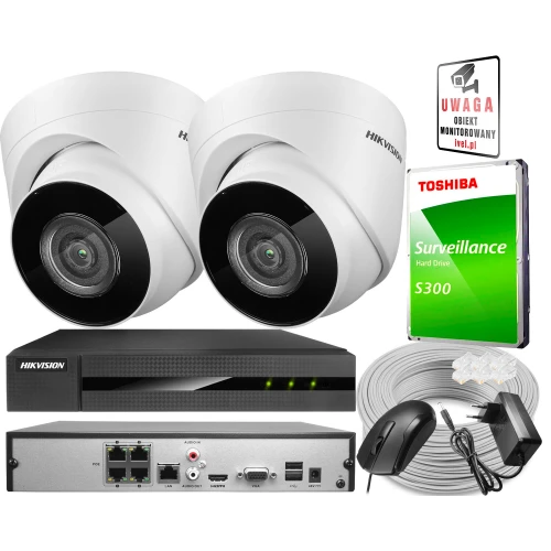 Set of Two IP Cameras DS-2CD1341G0-I/PL 4 Mpx, NVR Recorder NVR-4CH-POE Hikvision