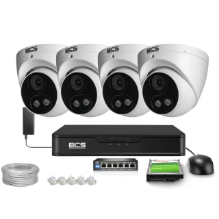 IP Monitoring Kit 4x BCS-P-EIP28FSR3L2-AI2 8MP, WDR 120dB, Human and Vehicle Detection, IR 30m