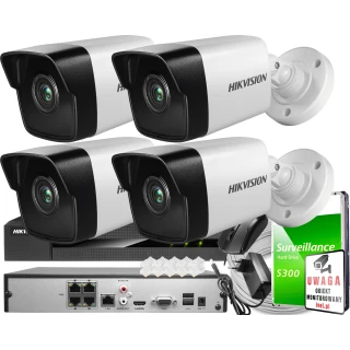 IP Monitoring Kit 4x DS-2CD1041G0-I/PL 4MPx IR 30m Hikvision