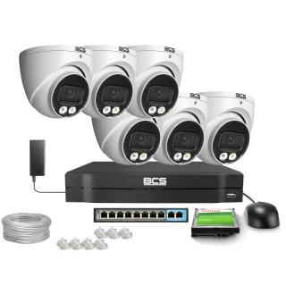 IP Monitoring Kit 6x BCS-L-EIP14FSR3L3, 4MP, SkyLight, IR 30m, WDR 120dB
