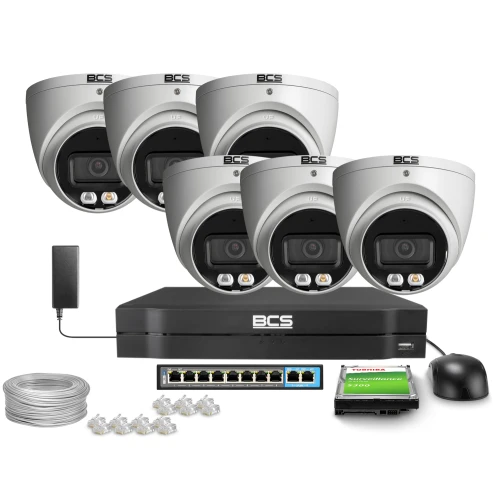 IP Monitoring Kit 6x BCS-L-EIP18FCR3L3-AI1 8MP, NightColor, WDR 120dB, IR 30m
