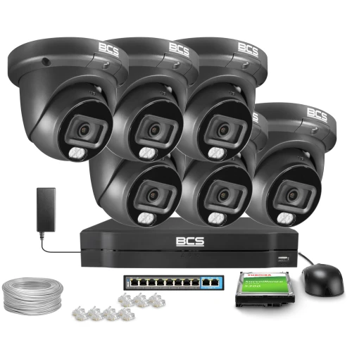 Zestaw do monitoringu IP 6x BCS-L-EIP28FCR3L3-Ai1-G, 8Mpx, NightColor, WhiteLight 30m, WDR120dB